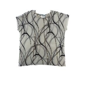 ALBERTO MAKKI women's pleated abstract‎ print top size L 100% polyester